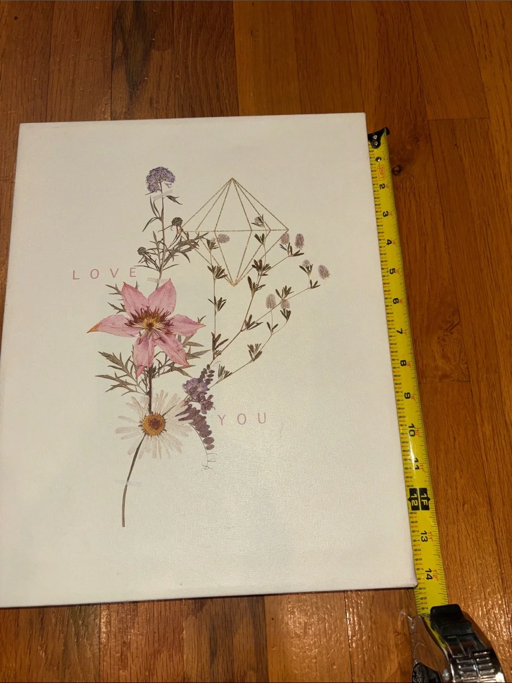 Floral 'Love You' Pink and Purple Wall Art Canvas 11x14